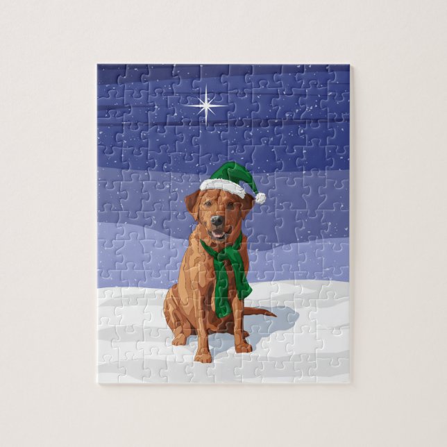 Puzzle Fox Red Labrador Retriever Chien de Noël (Vertical)
