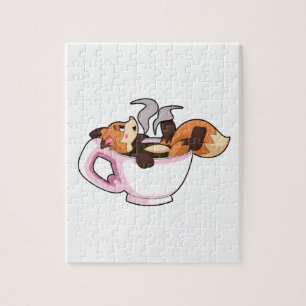 Puzzle Fox with Coffee