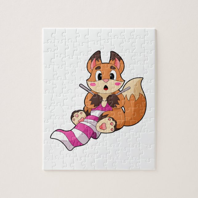 Puzzle Fox with Scarf (Vertical)