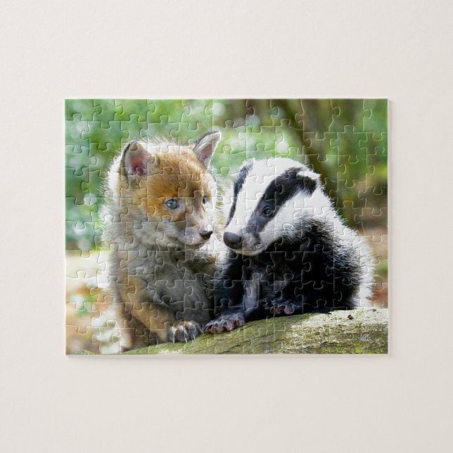 Puzzle Foxcub & Badger Cute ! (Horizontal)
