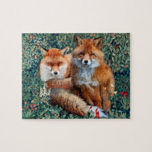 PUZZLE FOXES ROUGES PARMI LA VERDURE, LE FOLIAGE ET LES F