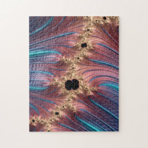 Puzzle Fractal Mandelbrot   bleu turquoise et or Rose