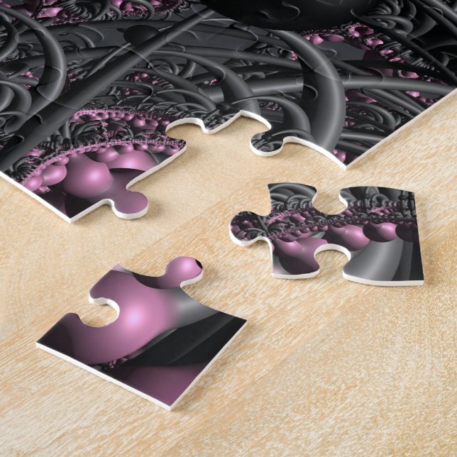 Puzzle Fractale 3D rose et gris (Côté)