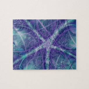 Puzzle Fractée avec des formes bleu violet et blanc étoil