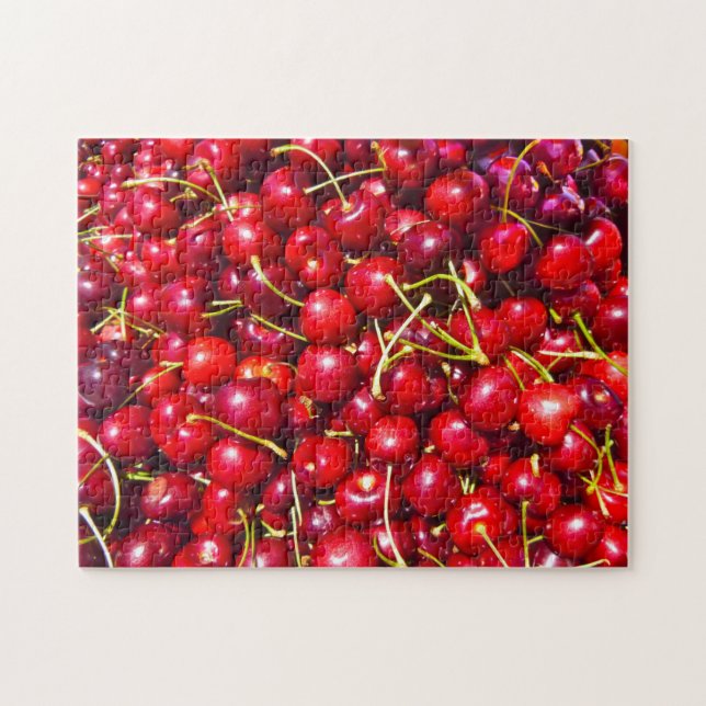 Puzzle Fraîches cerises rouges brillantes sur la jetée (Horizontal)
