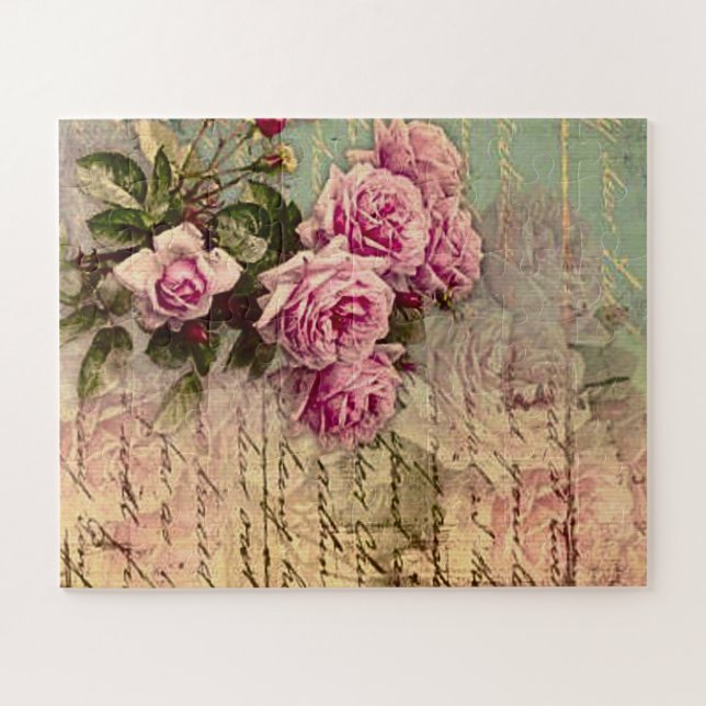 Puzzle francais chic, shabby chic, roses roses roses, flo (Horizontal)
