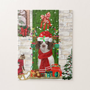 Puzzle Français Springer Spaniel Chien Noël