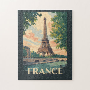 Puzzle France Eiffel Tour Travel Art Vintage