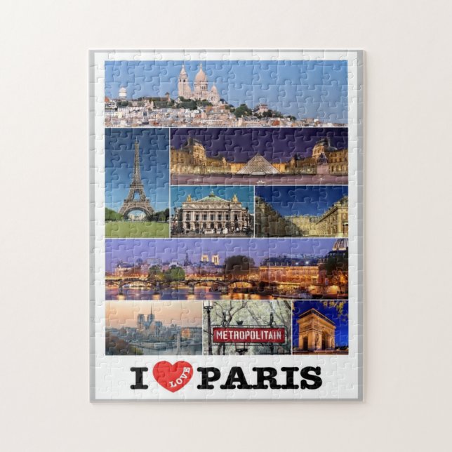Puzzle France - Paris - I Love - (Vertical)