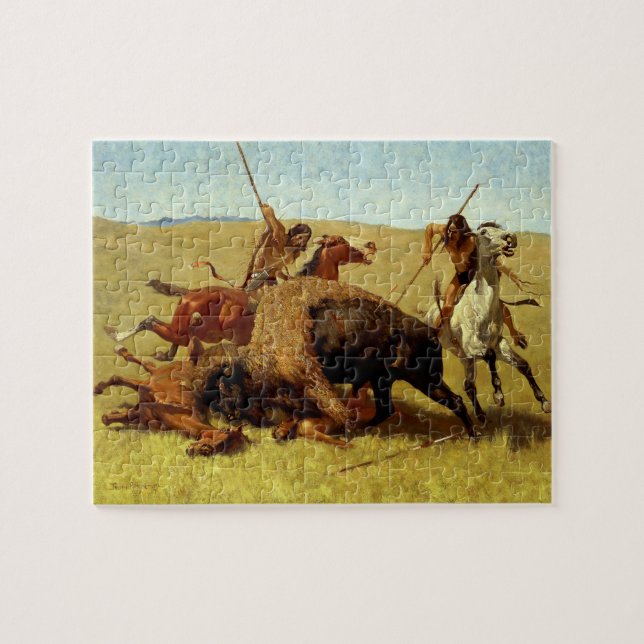 Puzzle Frédéric Remington Art occidental "Chasse au buffl (Horizontal)