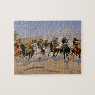 Puzzle Frédéric Remington Peinture "Dash For The Timber"