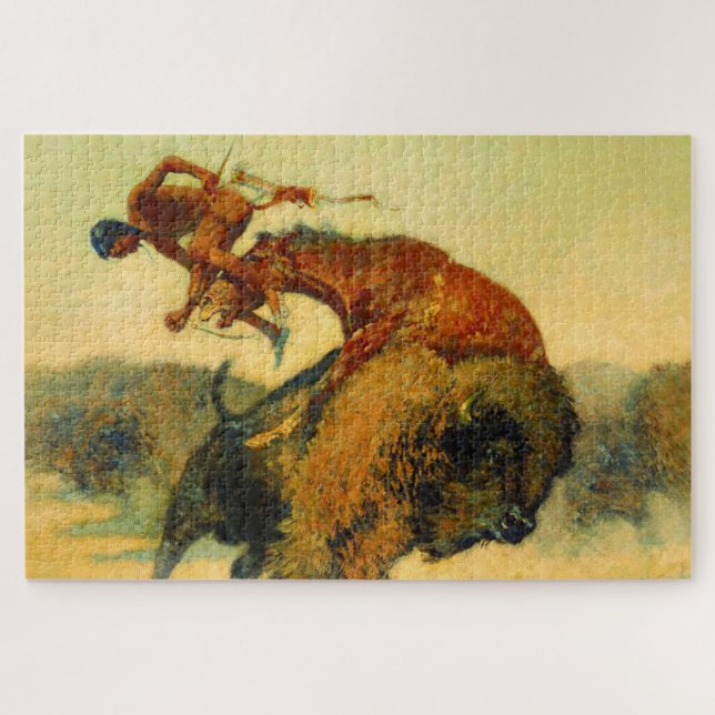 Puzzle Frédéric Remington Western Art "Episode - Buffalo (Horizontal)