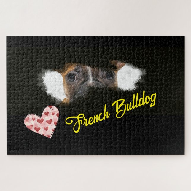 Puzzle French Bulldog Eyes Solid Color 1000 pièce Jigsaw (Horizontal)