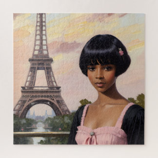Puzzle French Girl rose Paris Black Girl Art