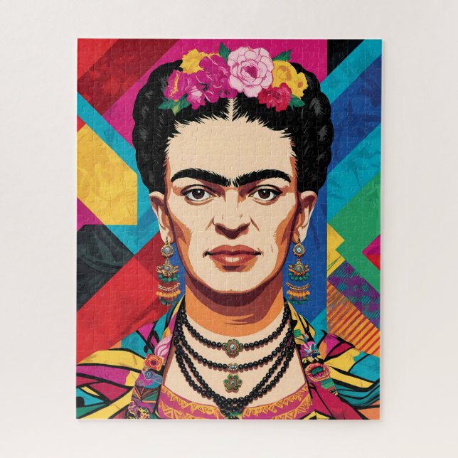 Puzzle Frida Kahlo Pop Art Portrait - Couleurs vives (Vertical)