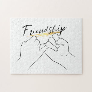 Puzzle Friendship Pinky Promise Minimal Line Art Cute