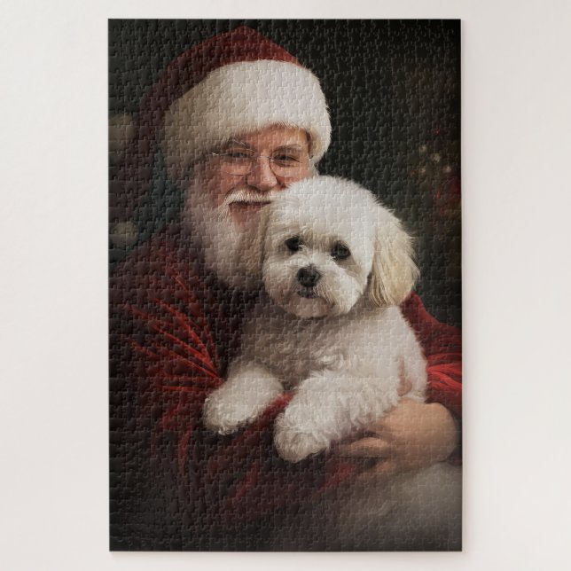 Puzzle Frise de Bichon avec Noël Festif du Père Noël (Vertical)