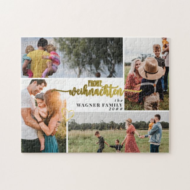 Puzzle Frohe Weihnachten German Christmas 4 Photo Collage (Horizontal)