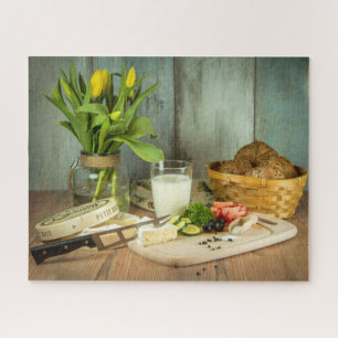 Puzzle Fromage rustique Pain Alimentation Tulipe Fleurs