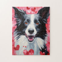 Frontière Collie Valentines jour