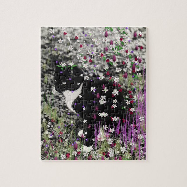 Puzzle Frouilles dans les fleurs I - Blanc noir Tuxedo Ki (Vertical)