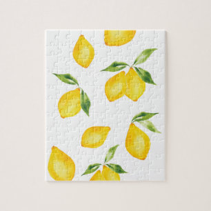 Puzzle Fruit d'aquarelle au citron jaune mou