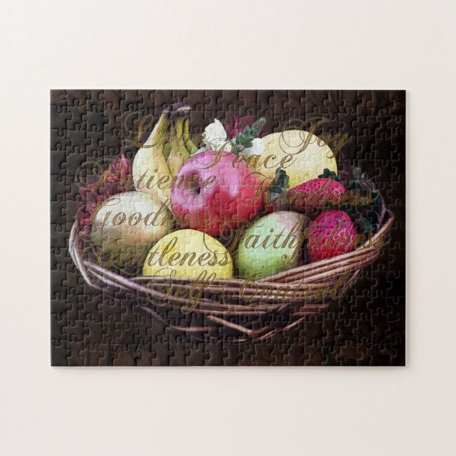 Puzzle Fruit de l'Esprit, Panier Brown peint (Horizontal)