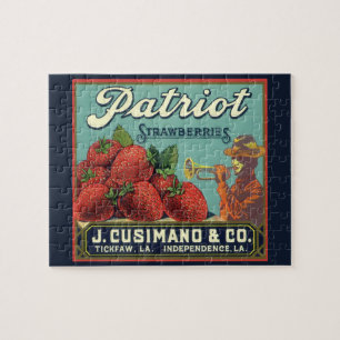 Puzzle Fruit vintage Crate Étiquette Art Patriot Fraises