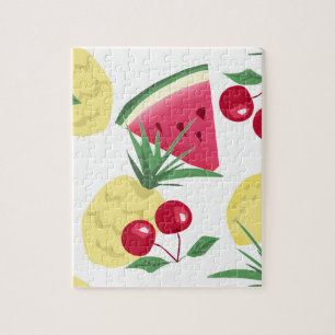 Puzzle Fruits et baies vitrés sur blanc.