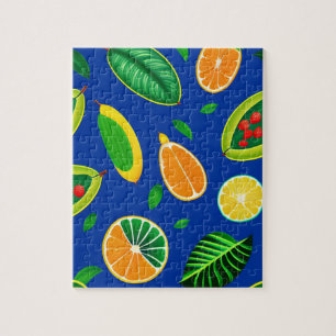 Puzzle Fruits exotiques et Feuilles verts