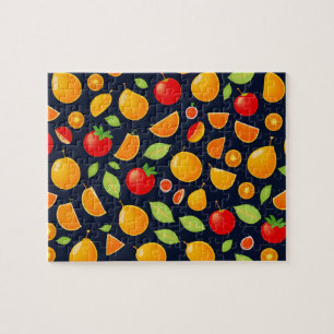 Puzzle Fruits orange, jaune, rouge et vert