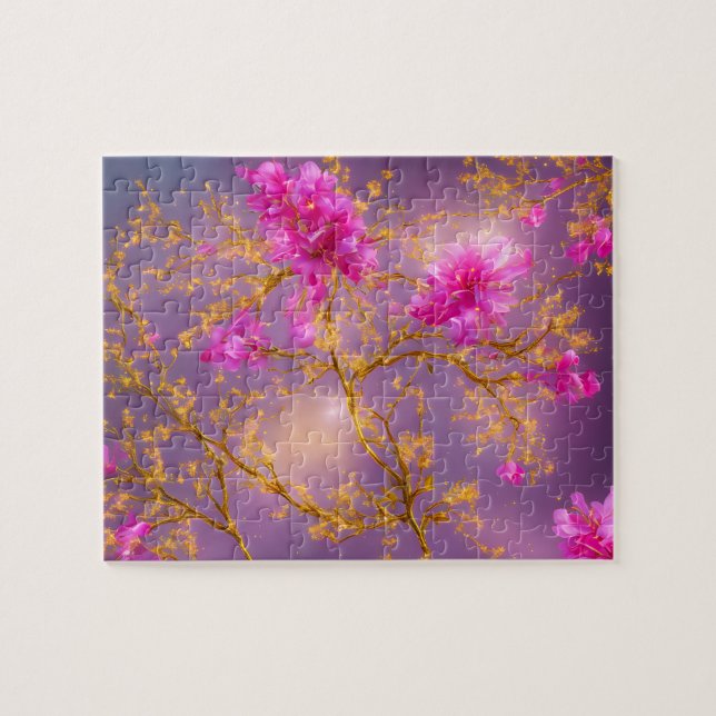 Puzzle Fuchsia et Gold Florals (Horizontal)