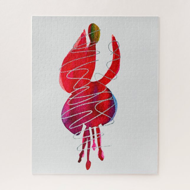 Puzzle Fuchsia floral abstrait aquarelle (Vertical)