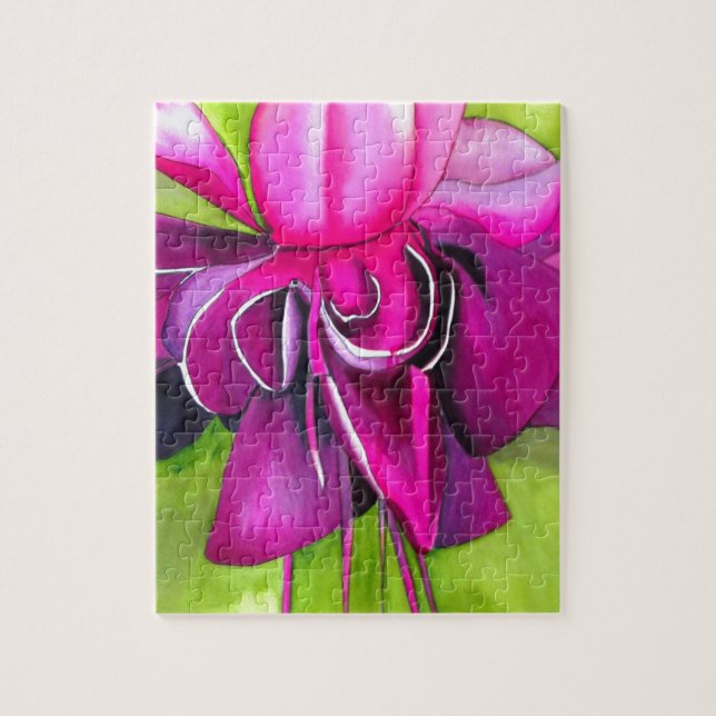 Puzzle Fuchsia pop art watercolour flower (Vertical)
