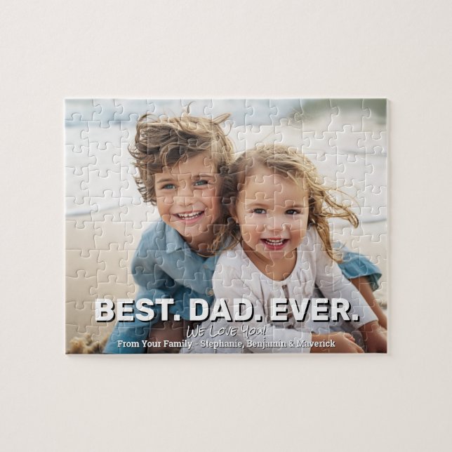 Puzzle Full Photo with Best Dad Ever - Whimsical Greeting (Horizontal)