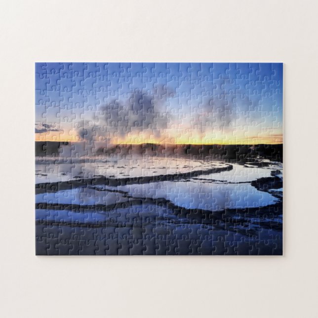 Puzzle Fumée de geyser au coucher du soleil (Horizontal)