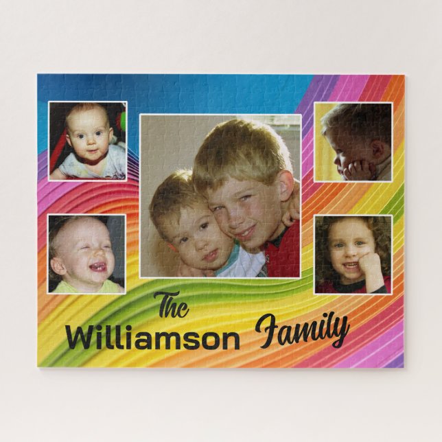 Puzzle Fun 5 Family Photos and Name (Horizontal)
