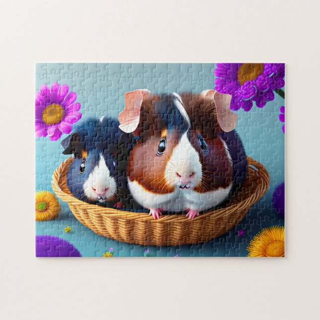 Puzzle Fun and cute guinea pigs  (Horizontal)
