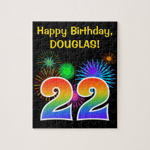 Puzzle Fun Fireworks + Rainbow Motif "22" Anniversaire #