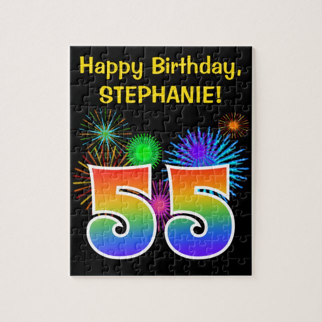Puzzle Fun Fireworks + Rainbow Motif "55" Anniversaire # (Vertical)