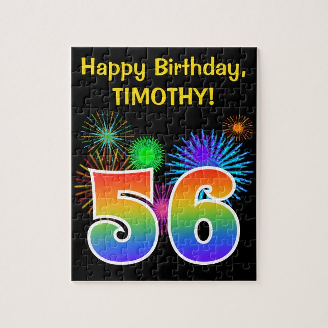 Puzzle Fun Fireworks + Rainbow Motif "56" Anniversaire # (Vertical)