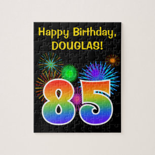 Puzzle Fun Fireworks + Rainbow Motif "85" Anniversaire #