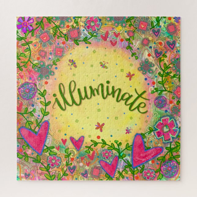 Puzzle Fun Illuminer Coeurs Fleurs Mignonne Inspiribilité (Vertical)