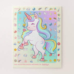 Puzzle Fun personnalisé Unicorn Detective Objet Hunt