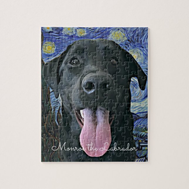 Puzzle Funny Black Lab Chien photo et nom Personnalisé (Vertical)
