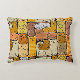 Puzzle Funny Cats House Seamless Accent Pillow