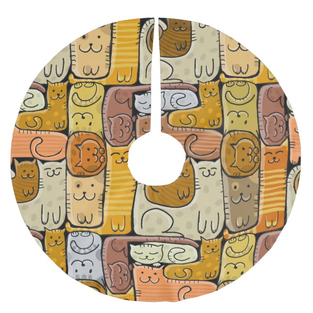 Puzzle Funny Cats House Seamless Brushed Polyester Tree Skirt (Front)