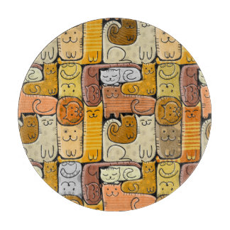 Puzzle Funny Cats House Seamless Cutting Board
