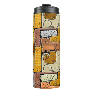 Puzzle Funny Cats House Seamless Thermal Tumbler