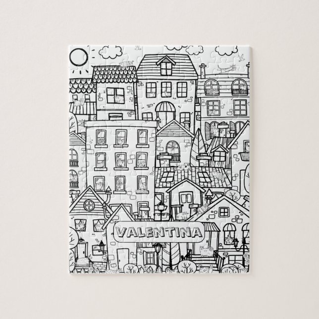 Puzzle Funny Cats ville détaillée Noir Blanc Nom (Vertical)